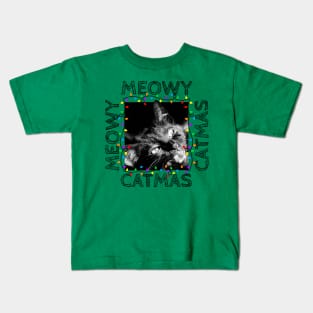 Meowy Catmas - Cat Holiday Lights Kids T-Shirt